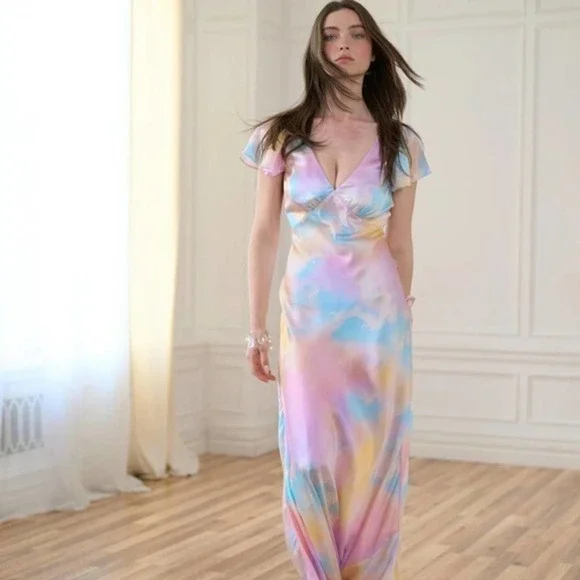 SELKIE The Dopamine Flutter Rainbow Slip Dress (size XS & S) - Picture 2 of 11